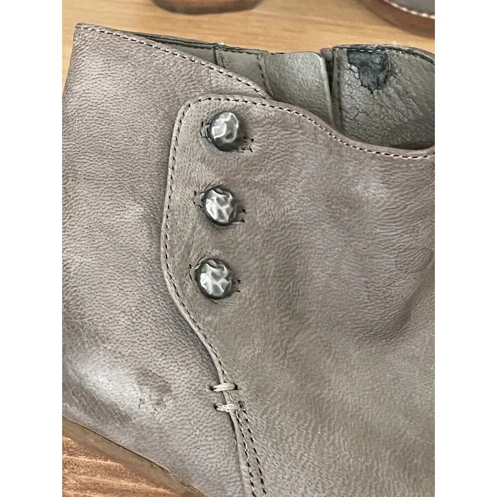 Sam Edelman Mariella Studded Leather Western Ankle Boots Taupe Gray 6.5